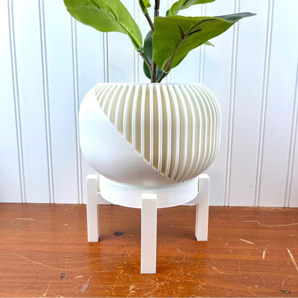 Hand Crafted Other - Narvo Planter Pot , Indoor Flower Pot w/ Drainage Hole & Drip Tray